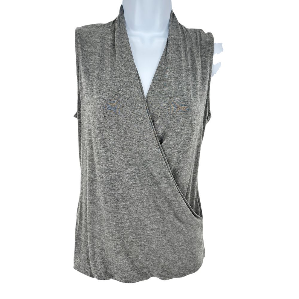 Banana‎ Republic Threadsoft Gray Sleeveless Wrap Top XS Rayon Blend